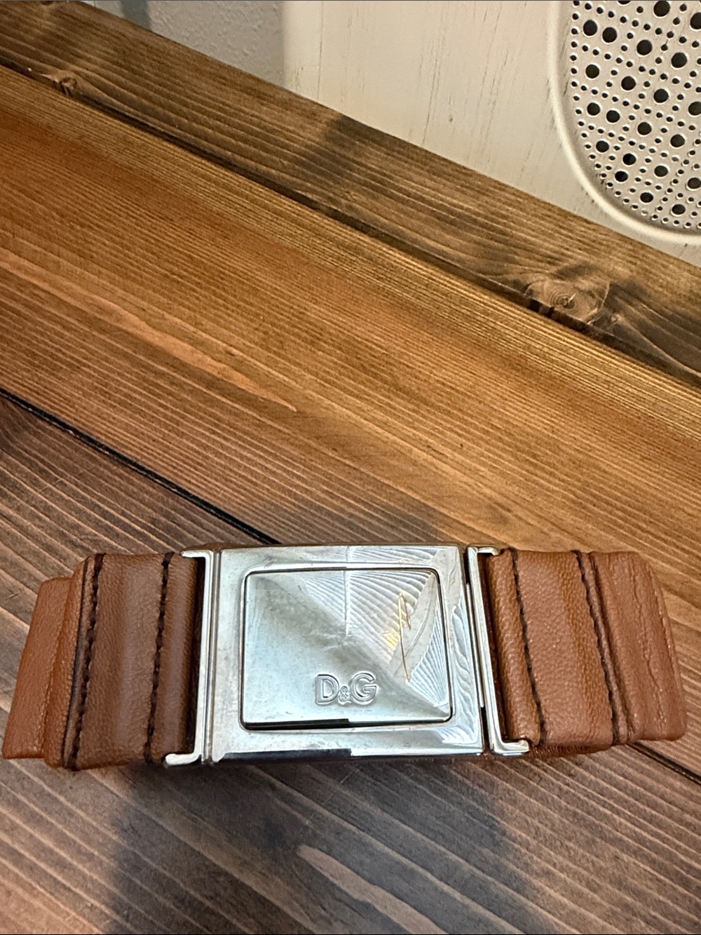 D&G Brown Leather women’s  Belt with Silver Buckle